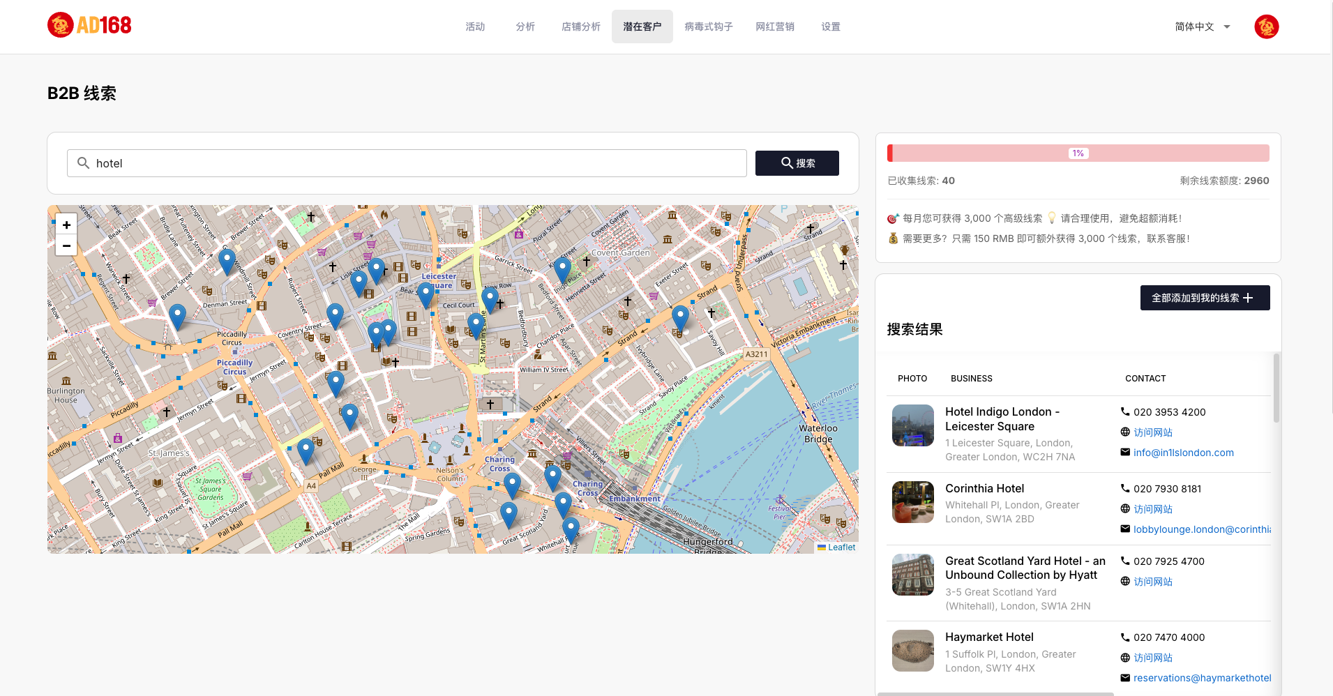 Leads Finder Feature